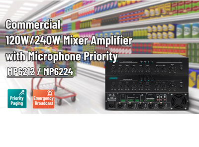 Amplificateur de mélangeur commercial 120W/240W avec microphone Priorité MP6212/ MP6224