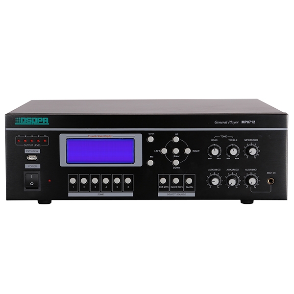 MP8712 120W-450W 6 zones système de sonorisation tout en un avec amplificateur de mélangeur/USB/tuner et minuterie