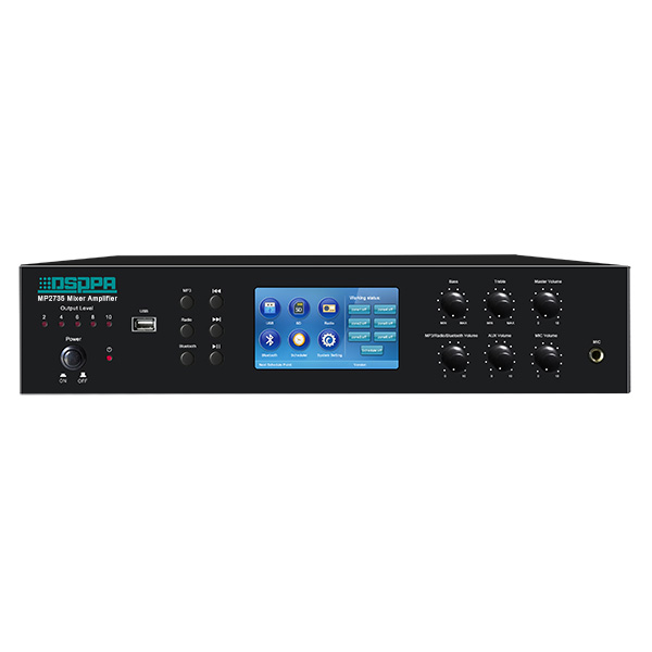 Amplificateur de mélangeur MP2735 350W 6 zones avec minuterie, USB et tuner et Bluetooth
