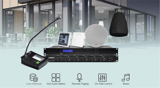 MAG505 système de sonorisation à matrice audio numérique 5 × 5 pour les restaurants